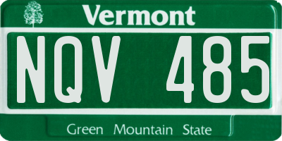 VT license plate NQV485
