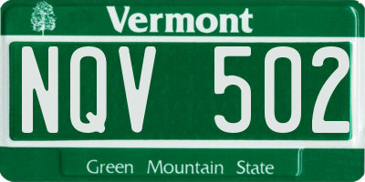 VT license plate NQV502
