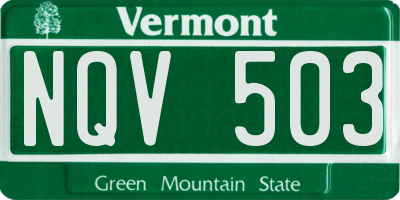 VT license plate NQV503
