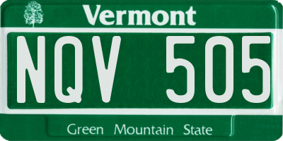 VT license plate NQV505