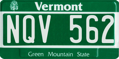 VT license plate NQV562