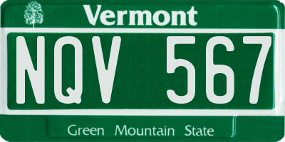 VT license plate NQV567