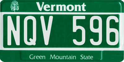 VT license plate NQV596