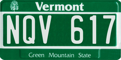 VT license plate NQV617