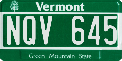 VT license plate NQV645