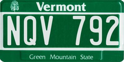 VT license plate NQV792