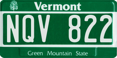 VT license plate NQV822