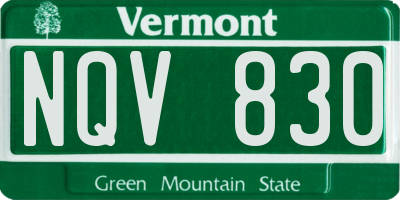 VT license plate NQV830