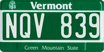 VT license plate NQV839