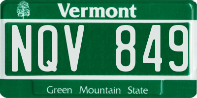 VT license plate NQV849