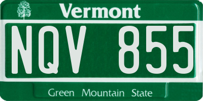 VT license plate NQV855