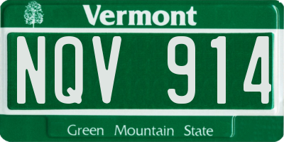 VT license plate NQV914