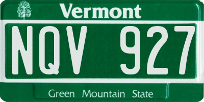 VT license plate NQV927