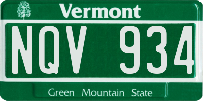 VT license plate NQV934
