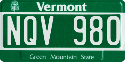 VT license plate NQV980
