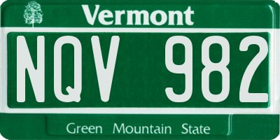 VT license plate NQV982