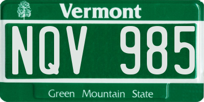 VT license plate NQV985