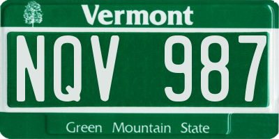 VT license plate NQV987