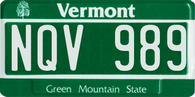 VT license plate NQV989