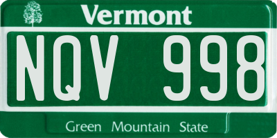VT license plate NQV998