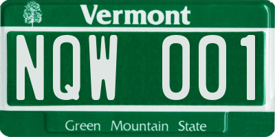 VT license plate NQW001