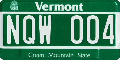 VT license plate NQW004