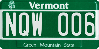 VT license plate NQW006