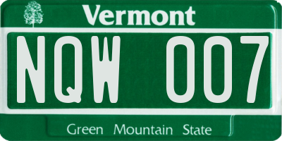 VT license plate NQW007