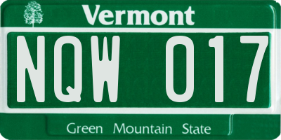 VT license plate NQW017
