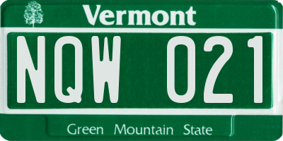 VT license plate NQW021