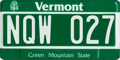 VT license plate NQW027