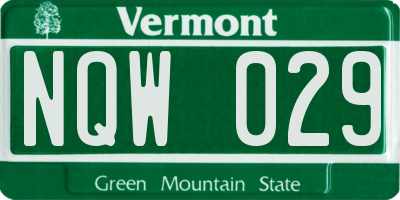 VT license plate NQW029