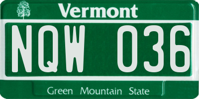 VT license plate NQW036