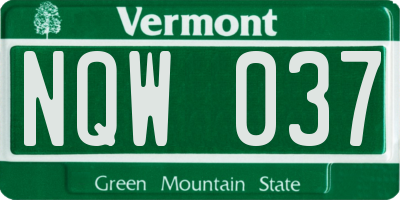 VT license plate NQW037