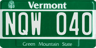 VT license plate NQW040