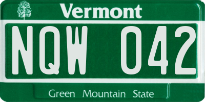 VT license plate NQW042