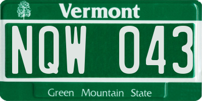 VT license plate NQW043