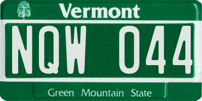 VT license plate NQW044