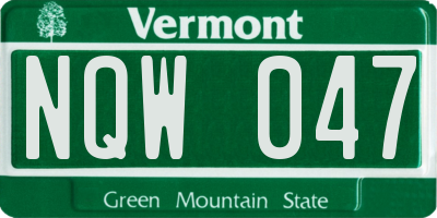 VT license plate NQW047