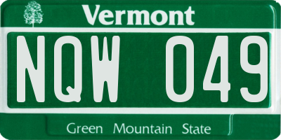 VT license plate NQW049