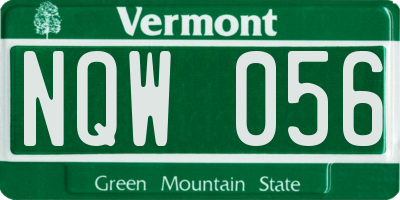 VT license plate NQW056