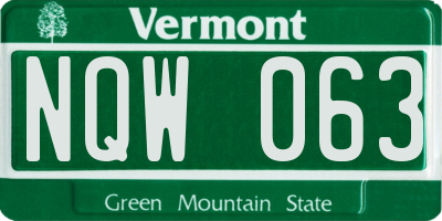 VT license plate NQW063