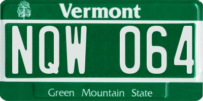 VT license plate NQW064
