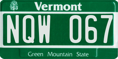 VT license plate NQW067
