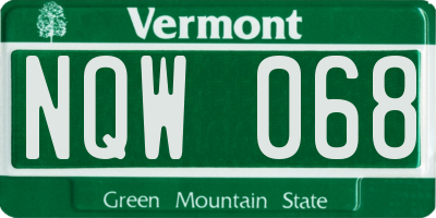 VT license plate NQW068