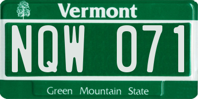 VT license plate NQW071