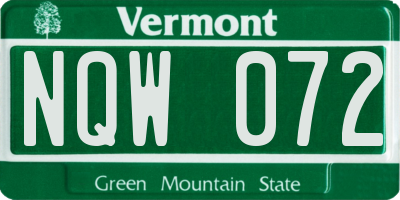 VT license plate NQW072