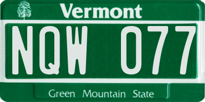 VT license plate NQW077