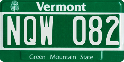 VT license plate NQW082