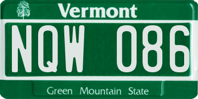 VT license plate NQW086